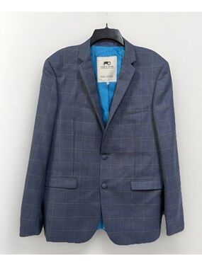 Moods of Norway Check Blue Sport Coat with Bright Blue Unique Lining Mens Size M